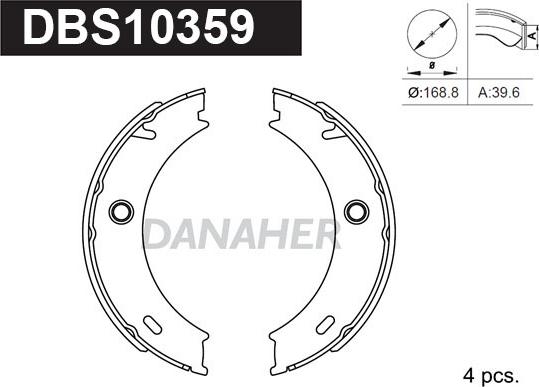 Danaher DBS10359 - Комплект гальм, ручник, парковка autozip.com.ua