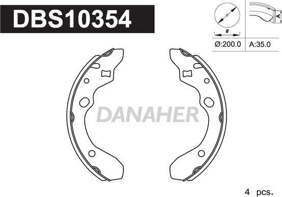 Danaher DBS10354 - Комплект гальм, барабанний механізм autozip.com.ua