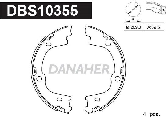 Danaher DBS10355 - Комплект гальм, ручник, парковка autozip.com.ua