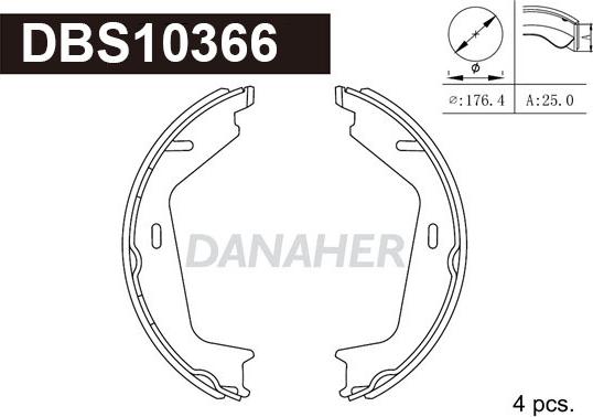 Danaher DBS10366 - Комплект гальм, ручник, парковка autozip.com.ua