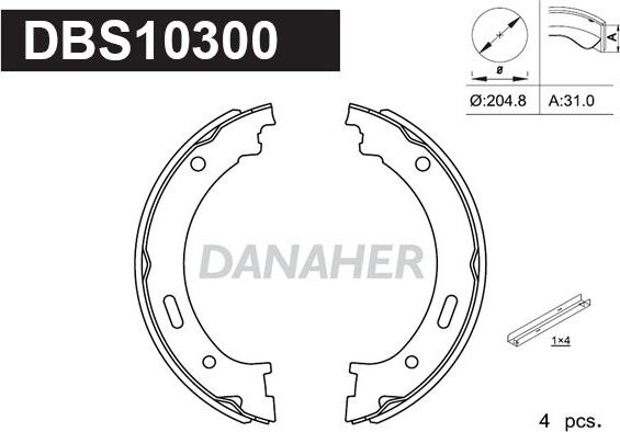 Danaher DBS10300 - Комплект гальм, ручник, парковка autozip.com.ua
