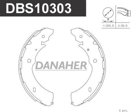 Danaher DBS10303 - Комплект гальм, барабанний механізм autozip.com.ua