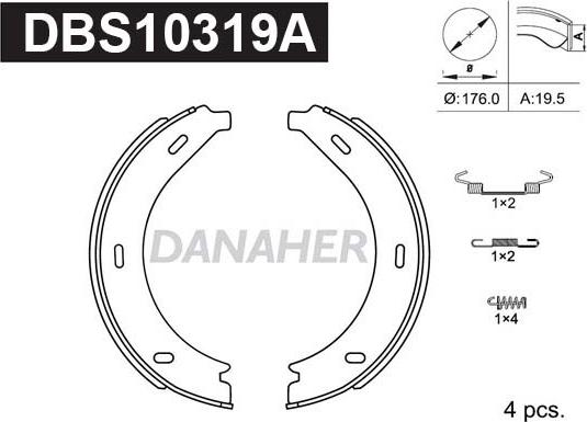 Danaher DBS10319A - Комплект гальм, ручник, парковка autozip.com.ua