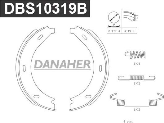 Danaher DBS10319B - Комплект гальм, ручник, парковка autozip.com.ua