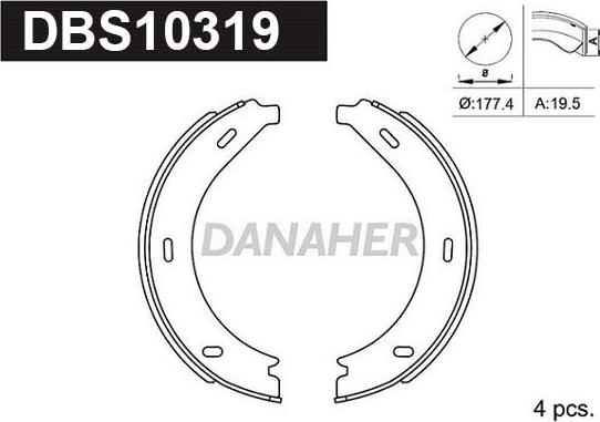 Danaher DBS10319 - Комплект гальм, ручник, парковка autozip.com.ua