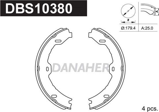 Danaher DBS10380 - Комплект гальм, ручник, парковка autozip.com.ua