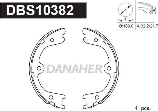 Danaher DBS10382 - Комплект гальм, ручник, парковка autozip.com.ua