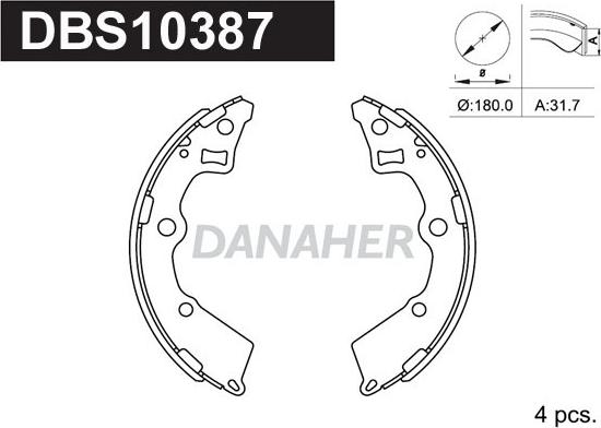Danaher DBS10387 - Комплект гальм, барабанний механізм autozip.com.ua