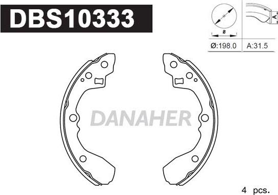 Danaher DBS10333 - Комплект гальм, барабанний механізм autozip.com.ua