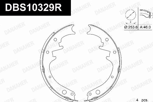 Danaher DBS10329R - Комплект гальм, барабанний механізм autozip.com.ua