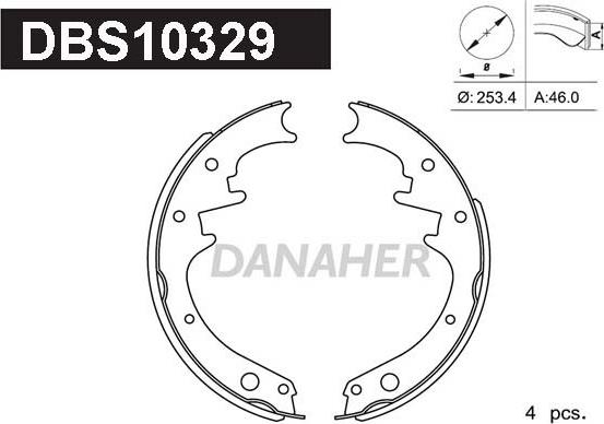 Danaher DBS10329 - Комплект гальм, барабанний механізм autozip.com.ua