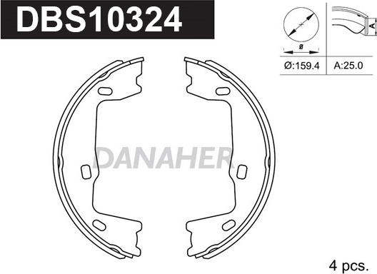 Danaher DBS10324 - Комплект гальм, ручник, парковка autozip.com.ua