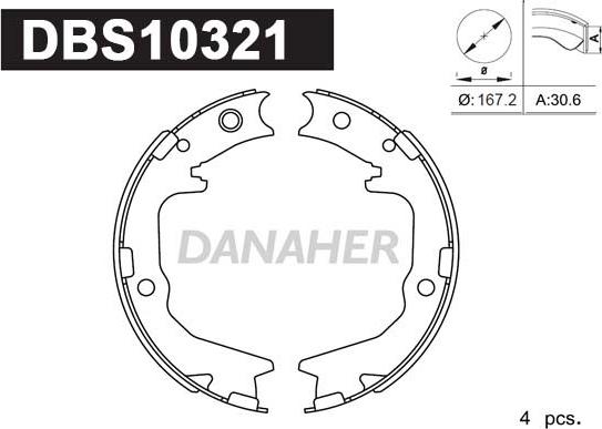 Danaher DBS10321 - Комплект гальм, ручник, парковка autozip.com.ua