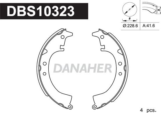 Danaher DBS10323 - Комплект гальм, барабанний механізм autozip.com.ua