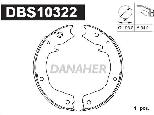 Danaher DBS10322 - Комплект гальм, ручник, парковка autozip.com.ua