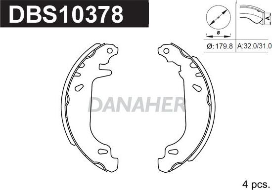Danaher DBS10378 - Комплект гальм, барабанний механізм autozip.com.ua