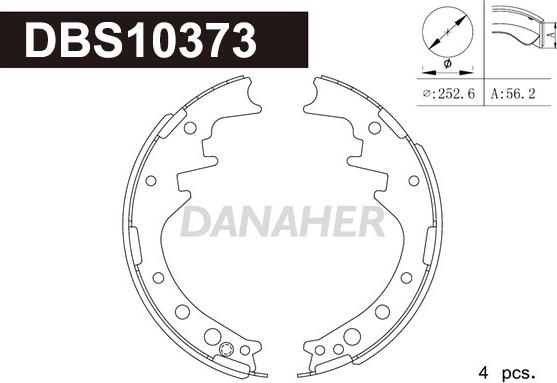 Danaher DBS10373 - Комплект гальм, барабанний механізм autozip.com.ua