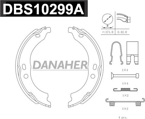 Danaher DBS10299A - Комплект гальм, ручник, парковка autozip.com.ua