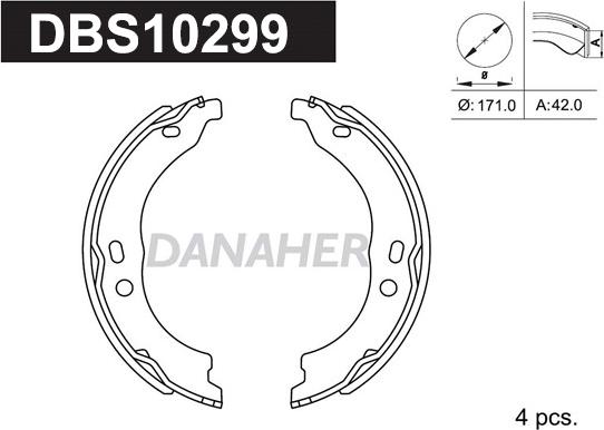 Danaher DBS10299 - Комплект гальм, ручник, парковка autozip.com.ua