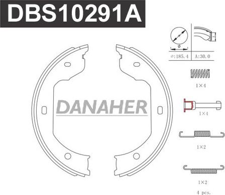 Danaher DBS10291A - Комплект гальм, ручник, парковка autozip.com.ua