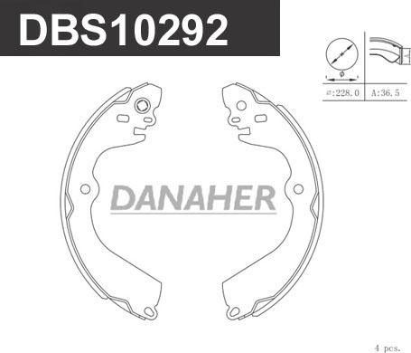 Danaher DBS10292 - Комплект гальм, барабанний механізм autozip.com.ua