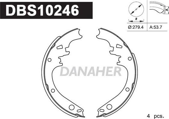 Danaher DBS10246 - Комплект гальм, барабанний механізм autozip.com.ua