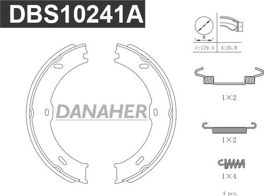 Danaher DBS10241A - Комплект гальм, ручник, парковка autozip.com.ua