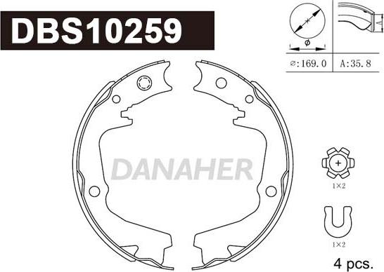 Danaher DBS10259 - Комплект гальм, ручник, парковка autozip.com.ua