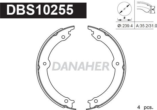 Danaher DBS10255 - Комплект гальм, ручник, парковка autozip.com.ua
