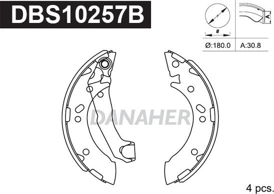 Danaher DBS10257B - Комплект гальм, барабанний механізм autozip.com.ua