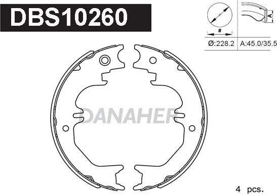 Danaher DBS10260 - Комплект гальм, ручник, парковка autozip.com.ua