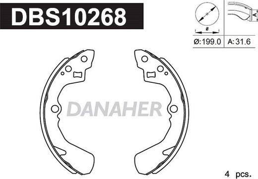 Danaher DBS10268 - Комплект гальм, барабанний механізм autozip.com.ua