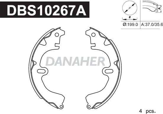 Danaher DBS10267A - Комплект гальм, барабанний механізм autozip.com.ua