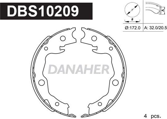Danaher DBS10209 - Комплект гальм, ручник, парковка autozip.com.ua