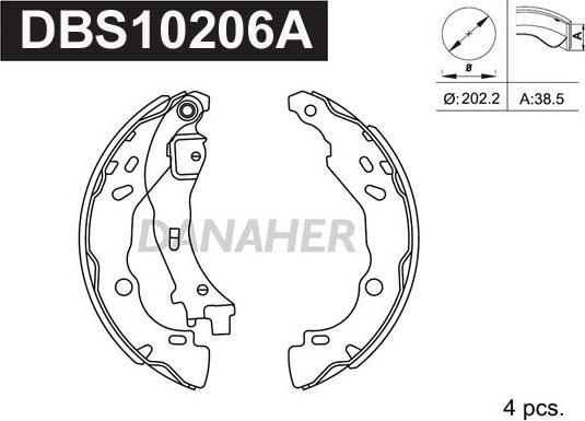 Danaher DBS10206A - Комплект гальм, барабанний механізм autozip.com.ua