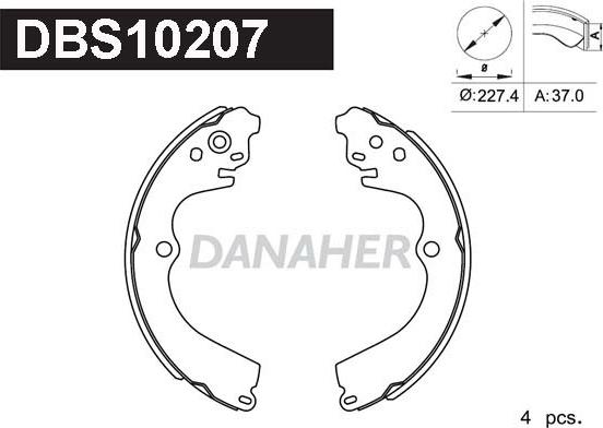 Danaher DBS10207 - Комплект гальм, барабанний механізм autozip.com.ua
