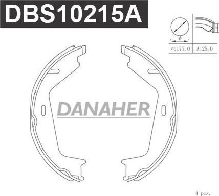 Danaher DBS10215A - Комплект гальм, ручник, парковка autozip.com.ua