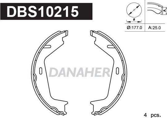 Danaher DBS10215 - Комплект гальм, ручник, парковка autozip.com.ua