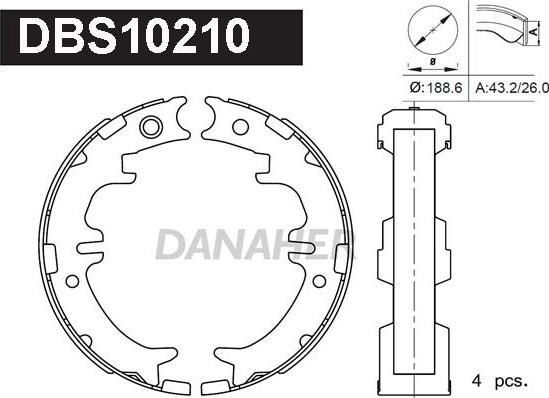 Danaher DBS10210 - Комплект гальм, ручник, парковка autozip.com.ua