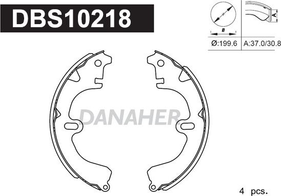 Danaher DBS10218 - Комплект гальм, барабанний механізм autozip.com.ua