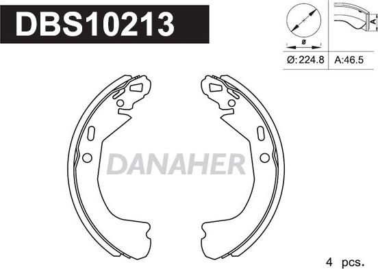 Danaher DBS10213 - Комплект гальм, барабанний механізм autozip.com.ua