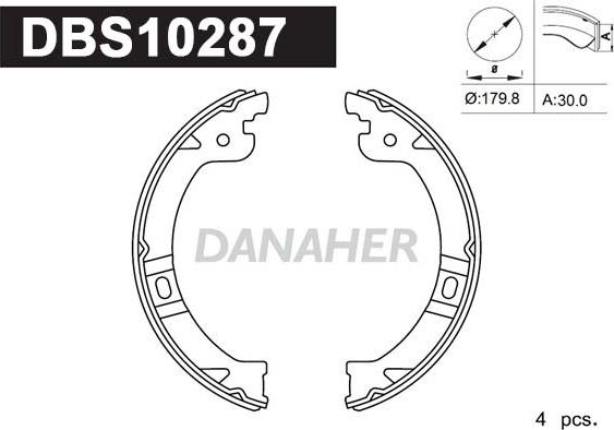 Danaher DBS10287 - Комплект гальм, ручник, парковка autozip.com.ua