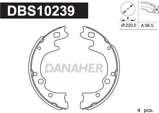 Danaher DBS10239 - Комплект гальм, барабанний механізм autozip.com.ua