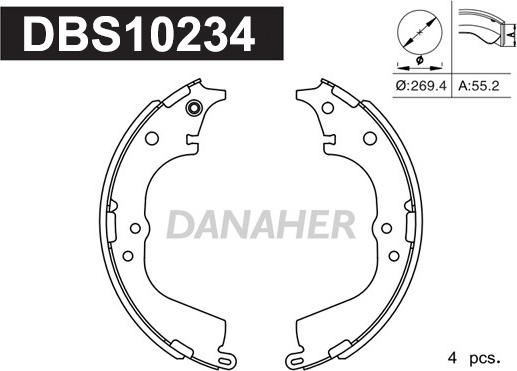 Danaher DBS10234 - Комплект гальм, барабанний механізм autozip.com.ua