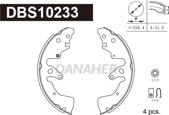 Danaher DBS10233 - Комплект гальм, барабанний механізм autozip.com.ua