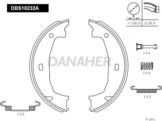 Danaher DBS10232A - Комплект гальм, ручник, парковка autozip.com.ua