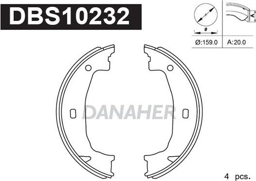 Danaher DBS10232 - Комплект гальм, ручник, парковка autozip.com.ua
