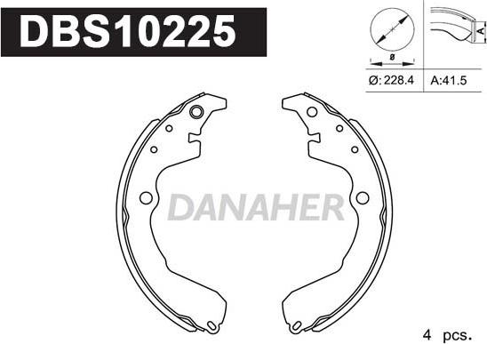 Danaher DBS10225 - Комплект гальм, барабанний механізм autozip.com.ua