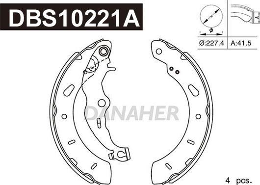 Danaher DBS10221A - Комплект гальм, барабанний механізм autozip.com.ua