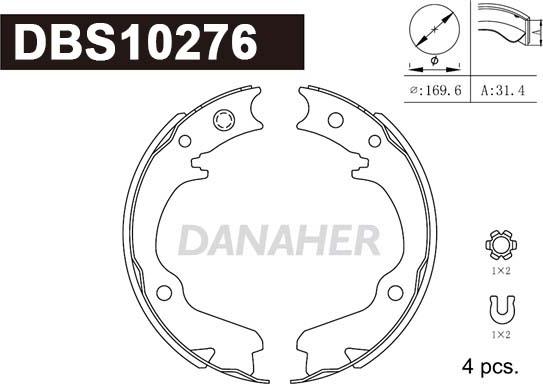 Danaher DBS10276 - Комплект гальм, ручник, парковка autozip.com.ua